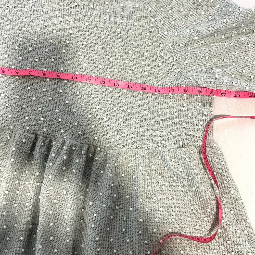 Blu Pepper Gray Peplum Top Long Sleeves Tie Back SZ L EUC - Picture 8 of 8